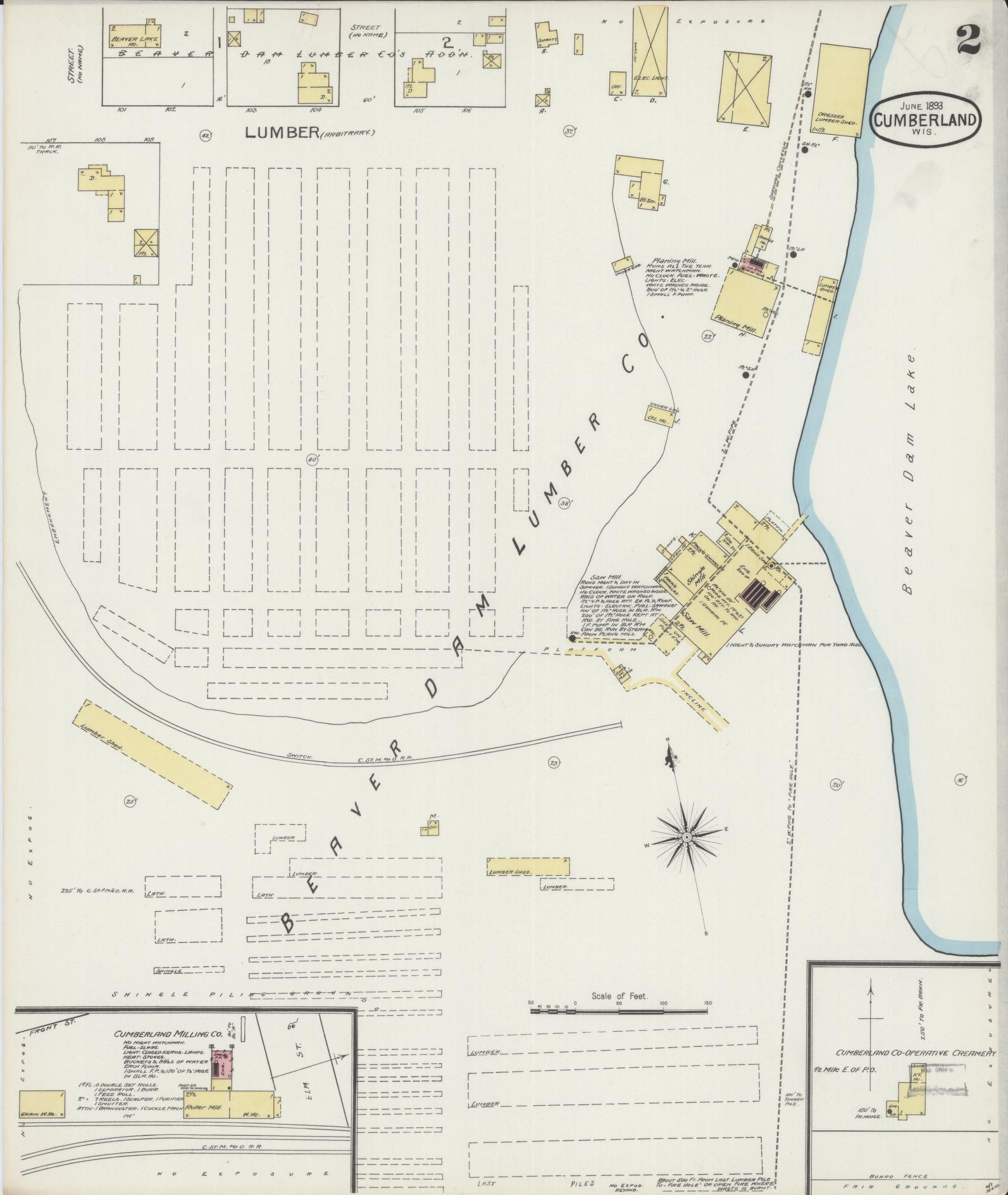 Sanborn Fire Insurance Map from Cumberland, Barron County, Wisconsin (1893), Sheet #0002 - Historic Sanborn Fire Insurance Map Print, vintage old map wall art, antique decor, genealogy gift, Wisconsin Wisconsin map