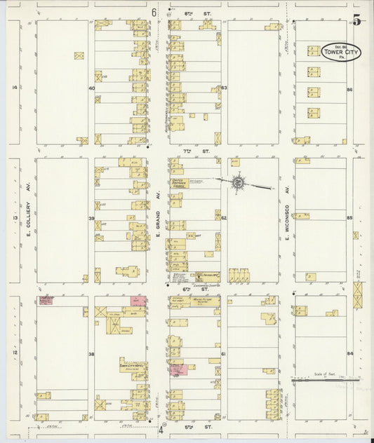 Sanborn Fire Insurance Map from Tower City, Schuylkill County, Pennsylvania (1911), Sheet #0005 - Historic Sanborn Fire Insurance Map Print, vintage old map wall art, antique decor, genealogy gift, Pennsylvania Pennsylvania map