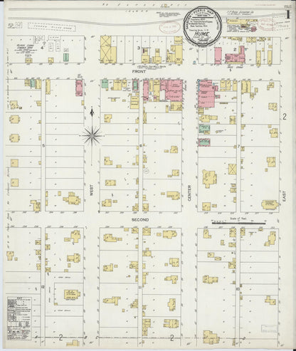 Sanborn Fire Insurance Map from Hume, Edgar County, Illinois (1899), Sheet #0001 - Complete Map Set gallery image, historic Sanborn map, vintage wall art, Illinois Illinois