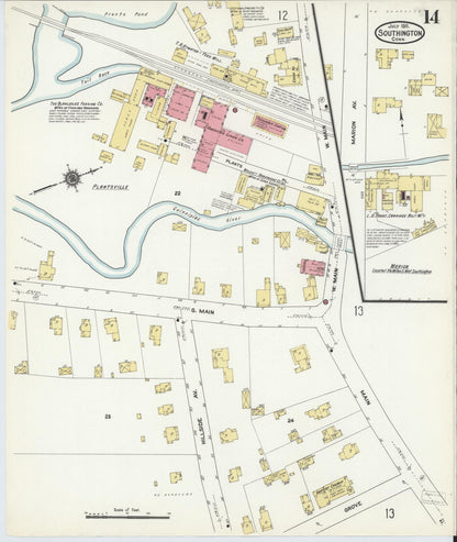 Sanborn Fire Insurance Map from Southington, Hartford County, Connecticut (1911), Sheet #0014 - Complete Map Set gallery image, historic Sanborn map, vintage wall art, Connecticut Connecticut