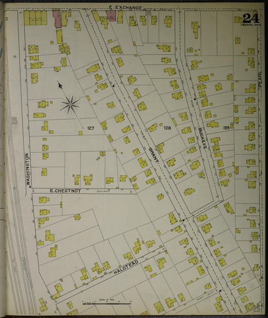 Sanborn Fire Insurance Map from Akron, Summit County, Ohio (1892), Sheet #0024 - Historic Sanborn Fire Insurance Map Print, vintage old map wall art, antique decor, genealogy gift, Ohio Ohio map