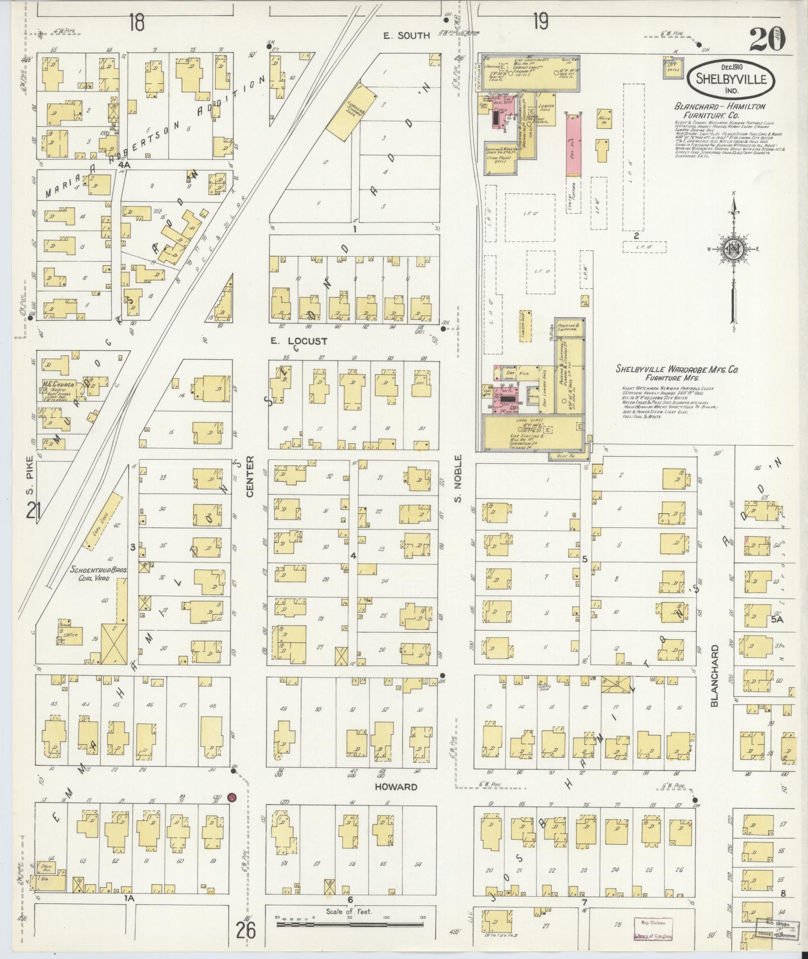 Sanborn Fire Insurance Map from Shelbyville, Shelby County, Indiana (1910), Sheet #0020 - Historic Sanborn Fire Insurance Map Print, vintage old map wall art, antique decor, genealogy gift, Indiana Indiana map