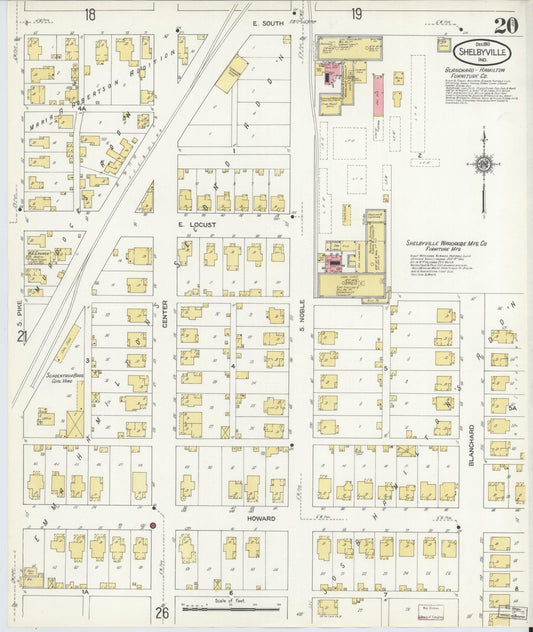 Sanborn Fire Insurance Map from Shelbyville, Shelby County, Indiana (1910), Sheet #0020 - Historic Sanborn Fire Insurance Map Print, vintage old map wall art, antique decor, genealogy gift, Indiana Indiana map