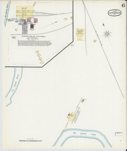 Sanborn Fire Insurance Map from Jefferson, Marion County, Texas (1896), Sheet #0006 - Complete Map Set gallery image, historic Sanborn map, vintage wall art, Texas Texas