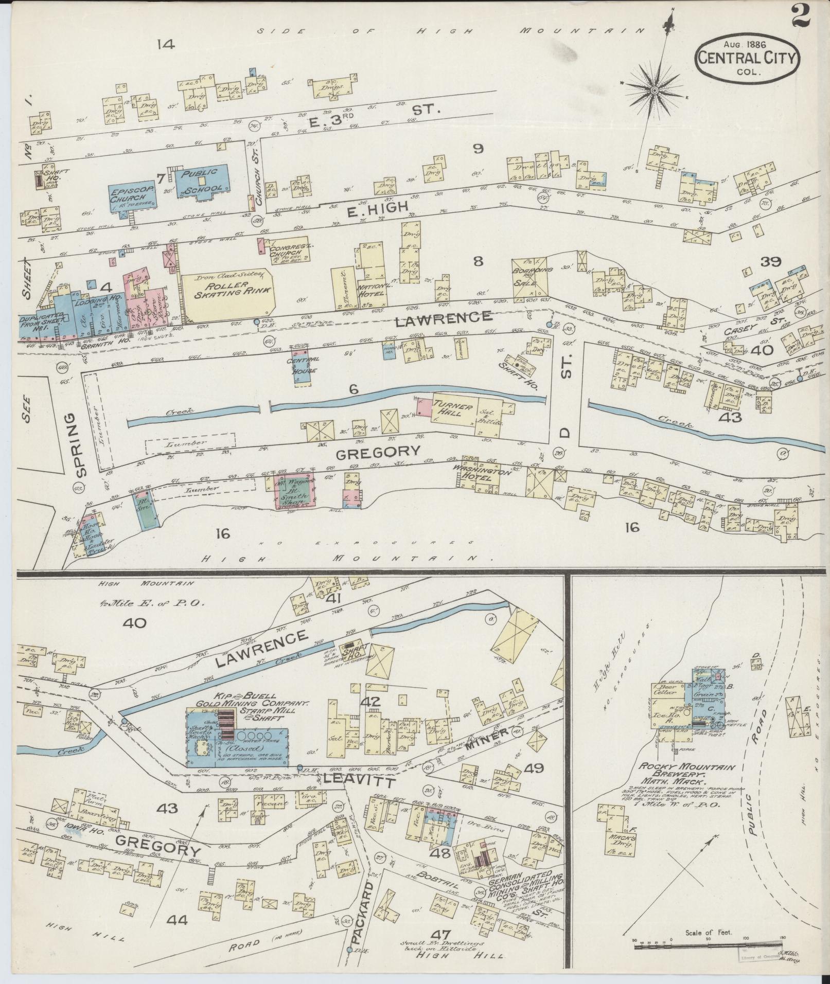 Sanborn Fire Insurance Map from Central City, Gilpin County, Colorado (1886), Sheet #0002 - Historic Sanborn Fire Insurance Map Print, vintage old map wall art, antique decor, genealogy gift, Colorado Colorado map