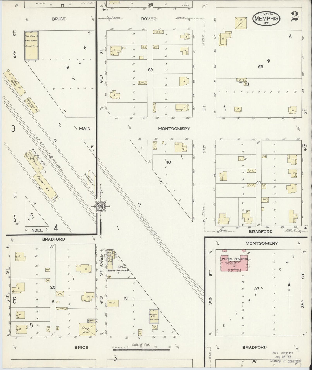 Sanborn Fire Insurance Map from Memphis, Hall County, Texas (1914), Sheet #0002 - Historic Sanborn Fire Insurance Map Print, vintage old map wall art, antique decor, genealogy gift, Texas Texas map