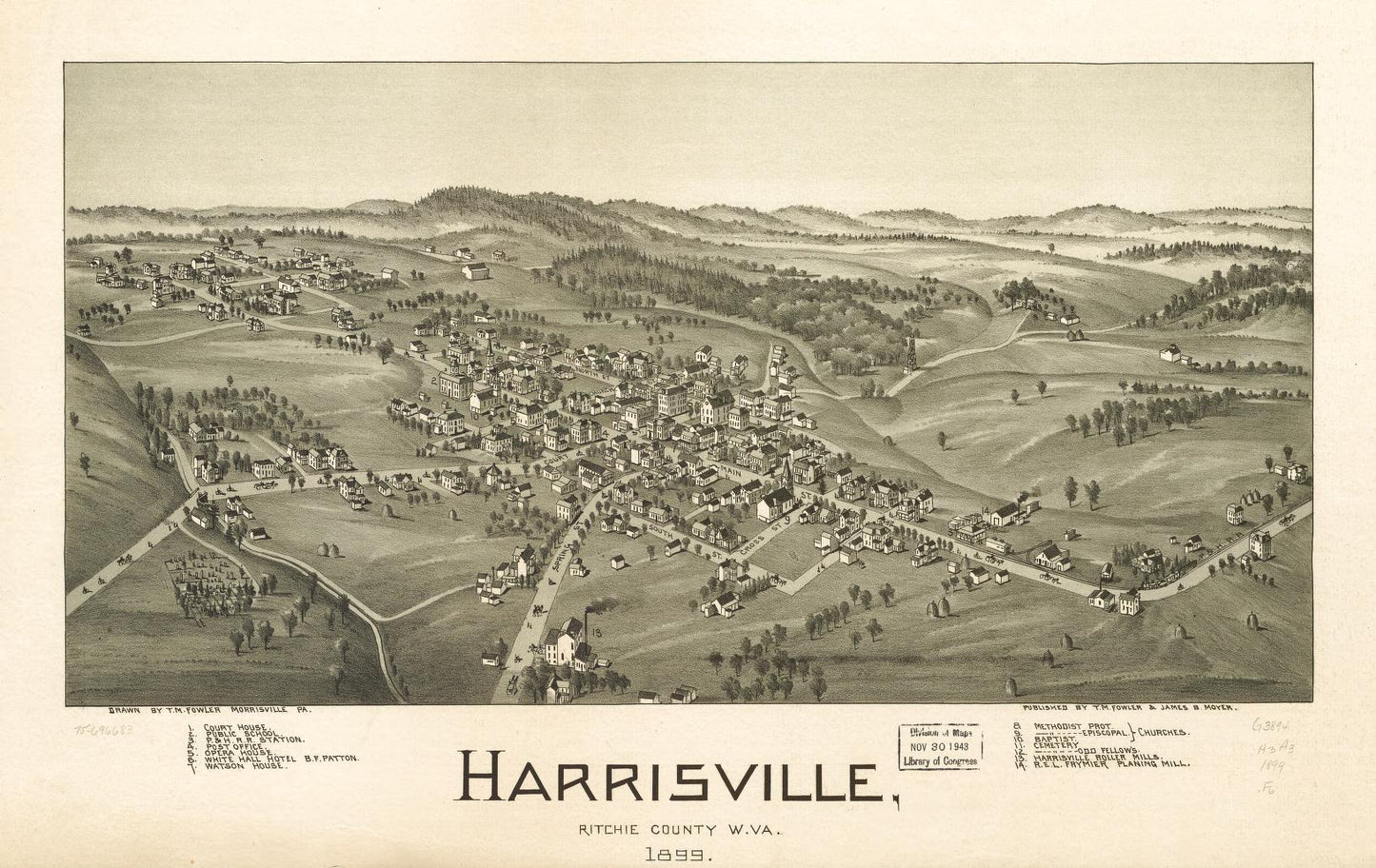 Harrisville, Ritchie County, W.Va. 1899. (1899) – Historic Bird’s-Eye View Panorama Print
