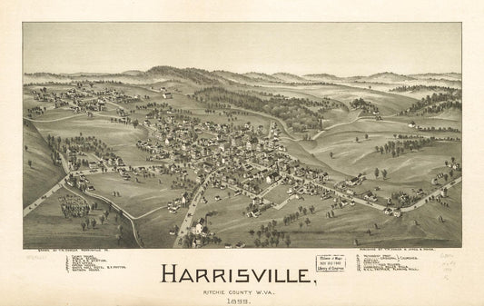 Harrisville, Ritchie County, W.Va. 1899. (1899) – Historic Bird’s-Eye View Panorama Print