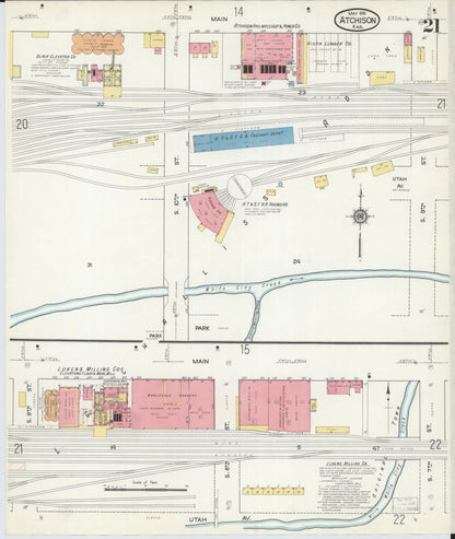 Sanborn Fire Insurance Map from Atchison, Atchison County, Kansas (1916), Sheet #0021 - Complete Map Set gallery image, historic Sanborn map, vintage wall art, Kansas Kansas