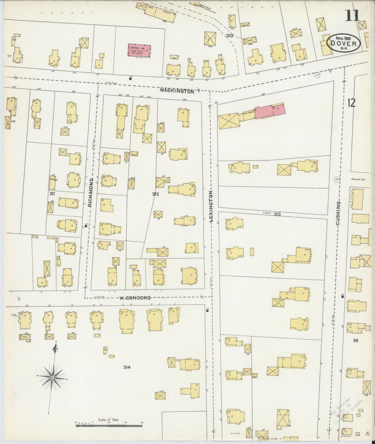 Sanborn Fire Insurance Map from Dover, Strafford County, New Hampshire (1905), Sheet #0011 - Complete Map Set gallery image, historic Sanborn map, vintage wall art, New Hampshire New Hampshire