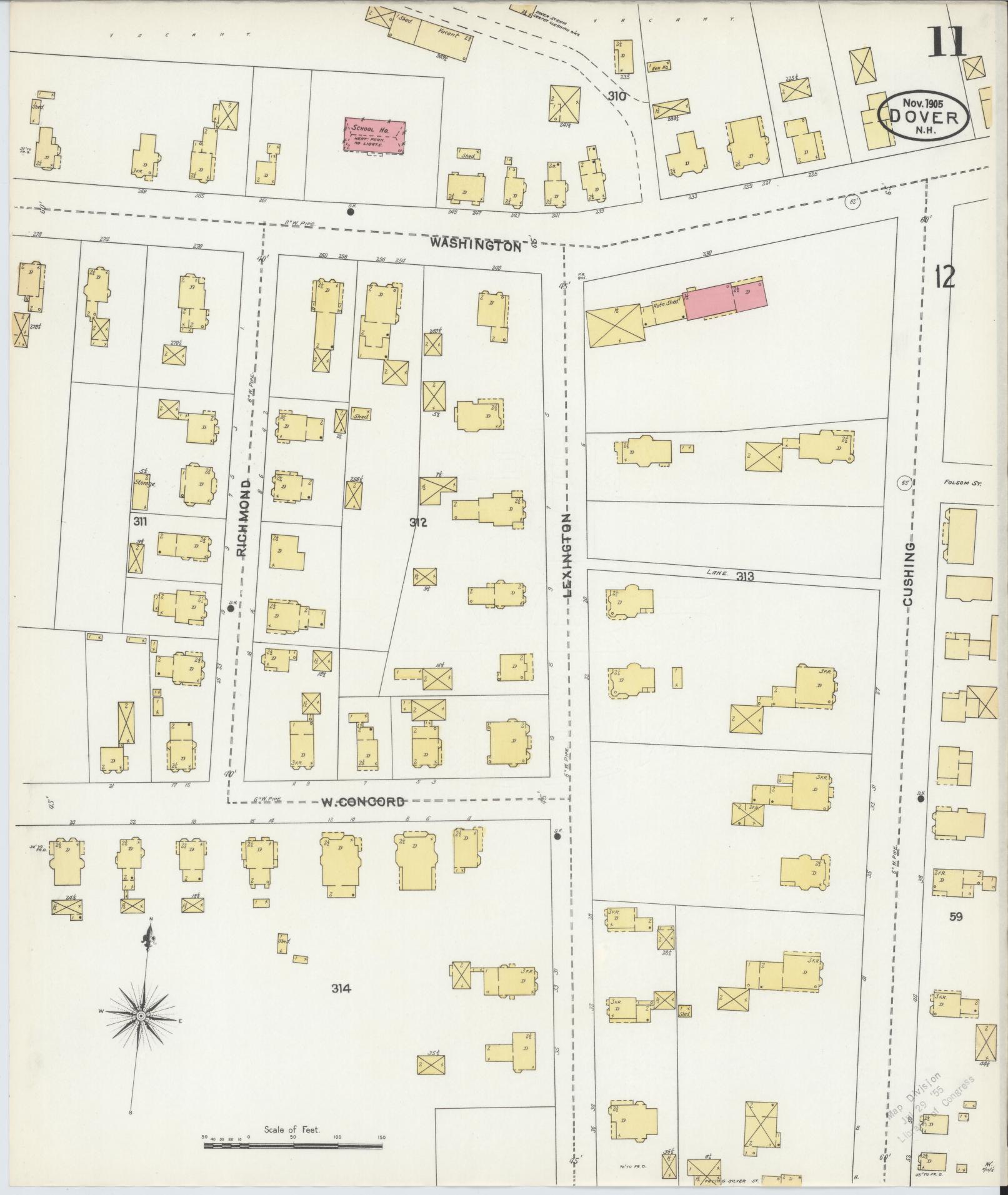 Sanborn Fire Insurance Map from Dover, Strafford County, New Hampshire (1905), Sheet #0011 - Complete Map Set gallery image, historic Sanborn map, vintage wall art, New Hampshire New Hampshire