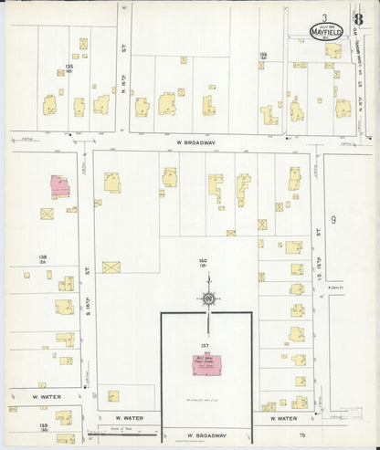 Sanborn Fire Insurance Map from Mayfield, Graves County, Kentucky (1916), Sheet #0008 - Complete Map Set gallery image, historic Sanborn map, vintage wall art, Kentucky Kentucky