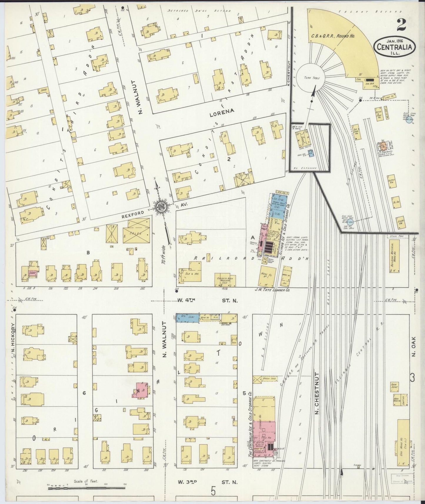 Sanborn Fire Insurance Map from Centralia, Marion, Clinton, Jefferson, and Washington Counties, Illinois (1916), Sheet #0002 - Historic Sanborn Fire Insurance Map Print, vintage old map wall art, antique decor, genealogy gift, Illinois Illinois map