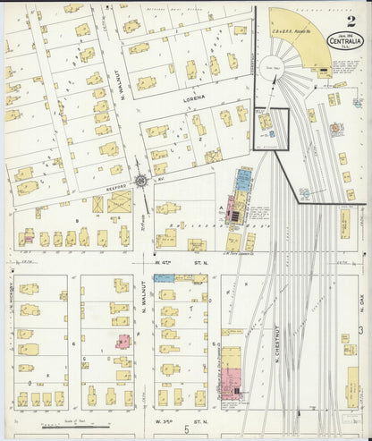 Sanborn Fire Insurance Map from Centralia, Marion, Clinton, Jefferson, and Washington Counties, Illinois (1916), Sheet #0002 - Historic Sanborn Fire Insurance Map Print, vintage old map wall art, antique decor, genealogy gift, Illinois Illinois map