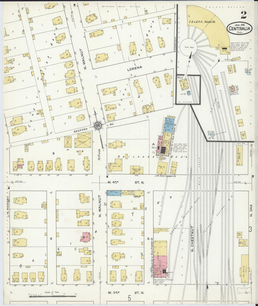 Sanborn Fire Insurance Map from Centralia, Marion, Clinton, Jefferson, and Washington Counties, Illinois (1916), Sheet #0002 - Historic Sanborn Fire Insurance Map Print, vintage old map wall art, antique decor, genealogy gift, Illinois Illinois map