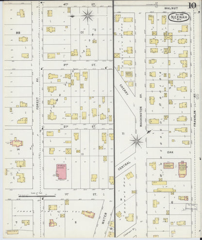 Sanborn Fire Insurance Map from Neenah, Winnebago County, Wisconsin (1895), Sheet #0010 - Complete Map Set gallery image, historic Sanborn map, vintage wall art, Wisconsin Wisconsin