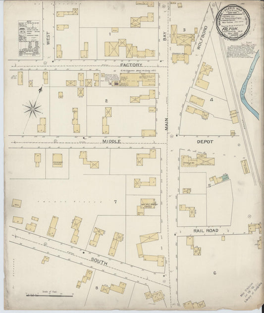 Sanborn Fire Insurance Map from Alton, Belknap County, New Hampshire (1892), Sheet #0001 - Historic Sanborn Fire Insurance Map Print, vintage old map wall art, antique decor, genealogy gift, New Hampshire New Hampshire map