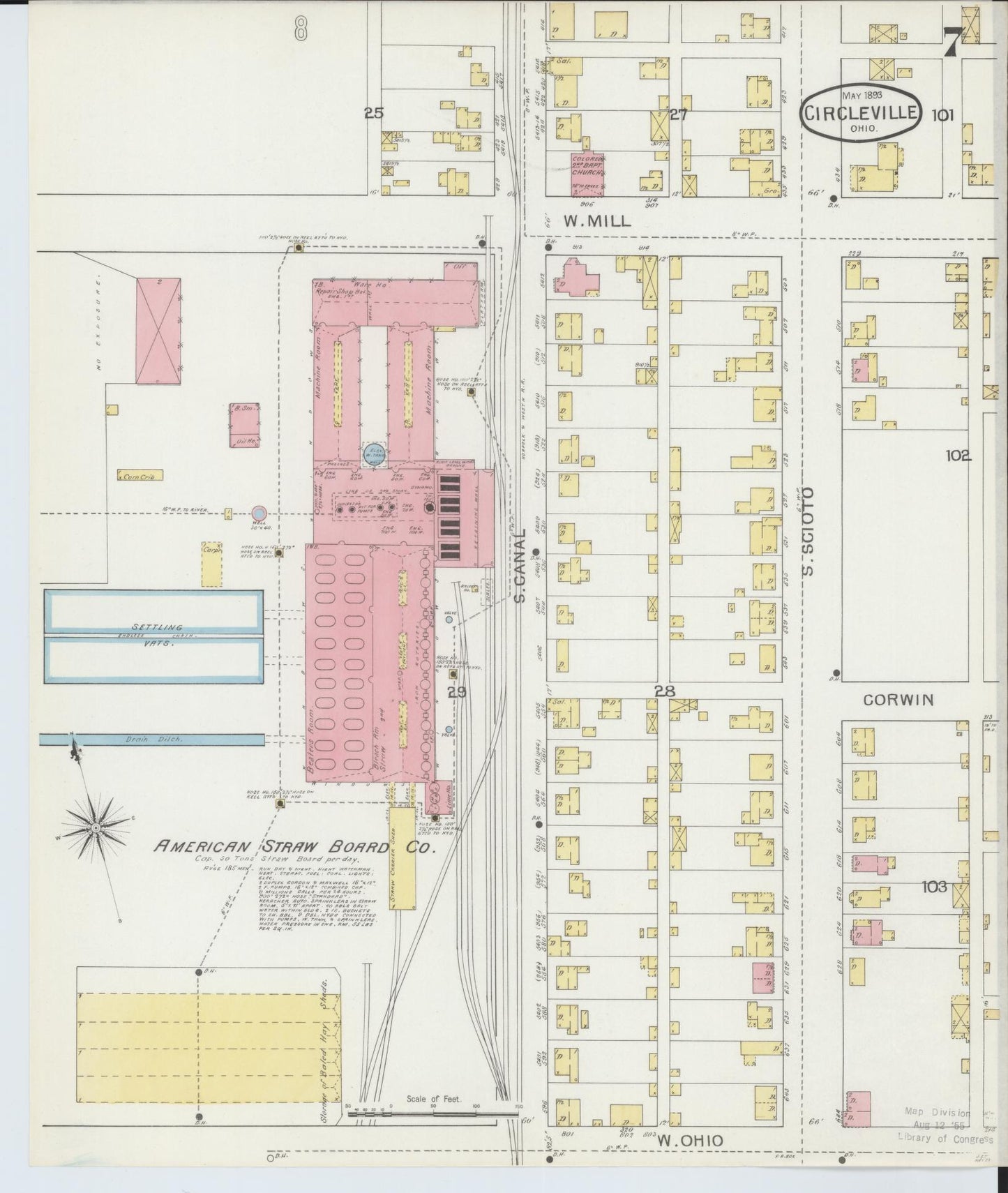 Sanborn Fire Insurance Map from Circleville, Pickaway County, Ohio (1893), Sheet #0007 - Historic Sanborn Fire Insurance Map Print, vintage old map wall art, antique decor, genealogy gift, Ohio Ohio map
