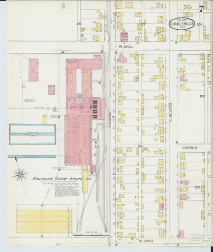 Sanborn Fire Insurance Map from Circleville, Pickaway County, Ohio (1893), Sheet #0007 - Historic Sanborn Fire Insurance Map Print, vintage old map wall art, antique decor, genealogy gift, Ohio Ohio map