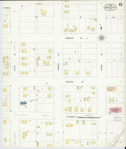 Sanborn Fire Insurance Map from Valley City, Barnes County, North Dakota (1908), Sheet #0006 - Complete Map Set gallery image, historic Sanborn map, vintage wall art, North Dakota North Dakota