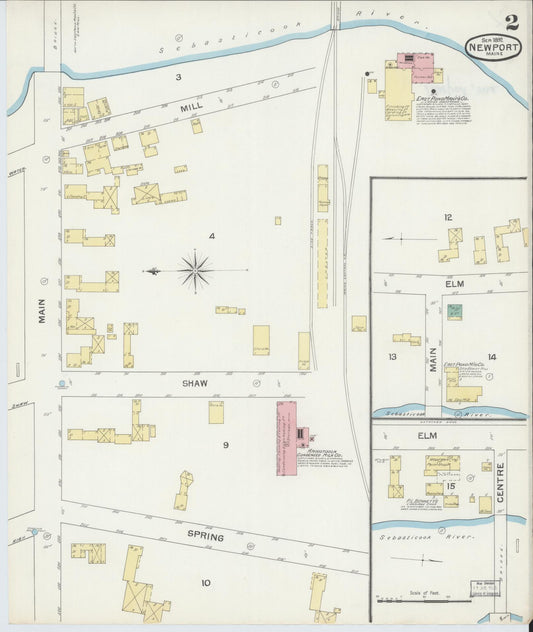 Sanborn Fire Insurance Map from Newport, Penobscot County, Maine (1892), Sheet #0002 - Historic Sanborn Fire Insurance Map Print, vintage old map wall art, antique decor, genealogy gift, Maine Maine map