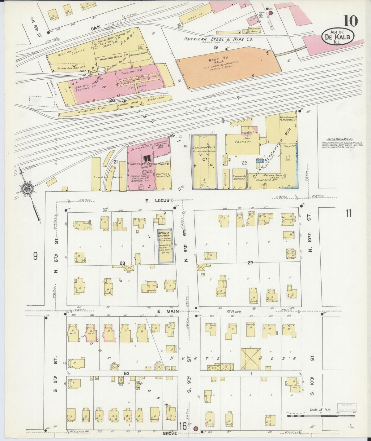 Sanborn Fire Insurance Map from De Kalb, De Kalb County, Illinois (1912), Sheet #0010 - Complete Map Set gallery image, historic Sanborn map, vintage wall art, Illinois Illinois