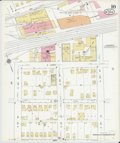 Sanborn Fire Insurance Map from De Kalb, De Kalb County, Illinois (1912), Sheet #0010 - Complete Map Set gallery image, historic Sanborn map, vintage wall art, Illinois Illinois