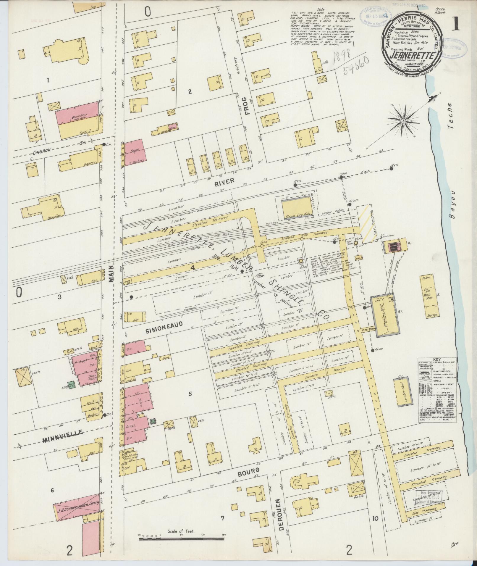 Sanborn Fire Insurance Map from Jeannerette, Iberia Parish, Louisiana. (1898) – Historic Sanborn Fire Insurance Map Print