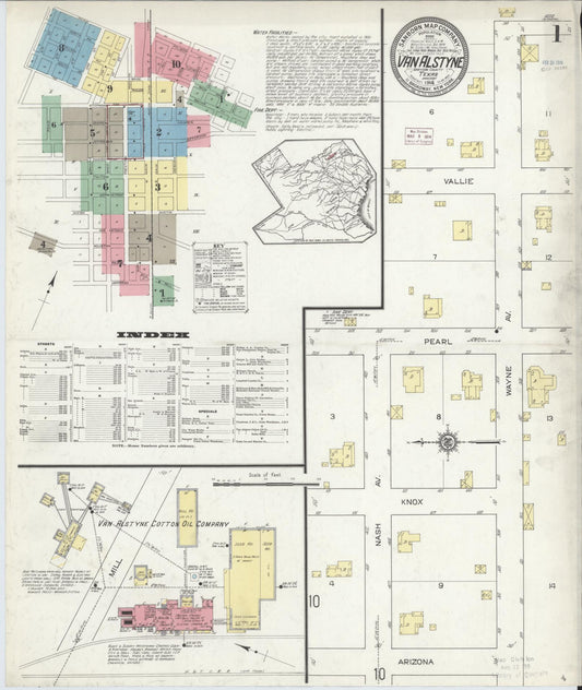 Sanborn Fire Insurance Map from Van Alstyne, Grayson County, Texas (1914), Sheet #0001 - Complete Map Set gallery image, historic Sanborn map, vintage wall art, Texas Texas