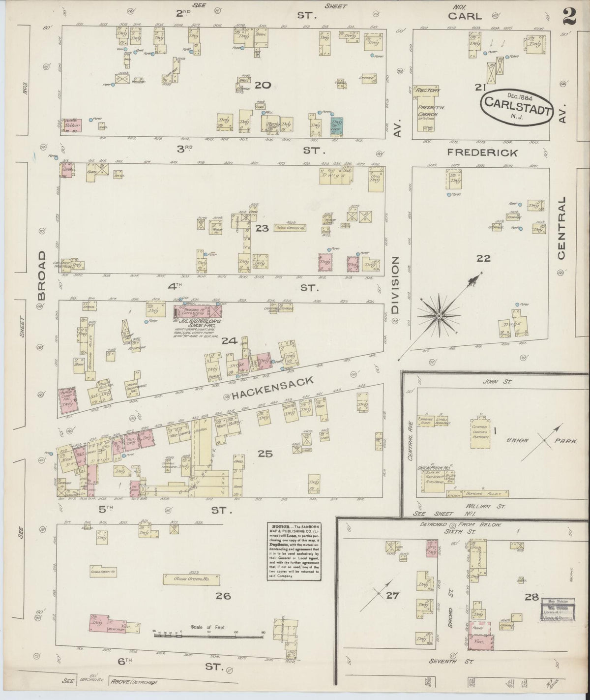 Sanborn Fire Insurance Map from Carlstadt, Bergen County, New Jersey (1884), Sheet #0002 - Complete Map Set gallery image, historic Sanborn map, vintage wall art, New Jersey New Jersey