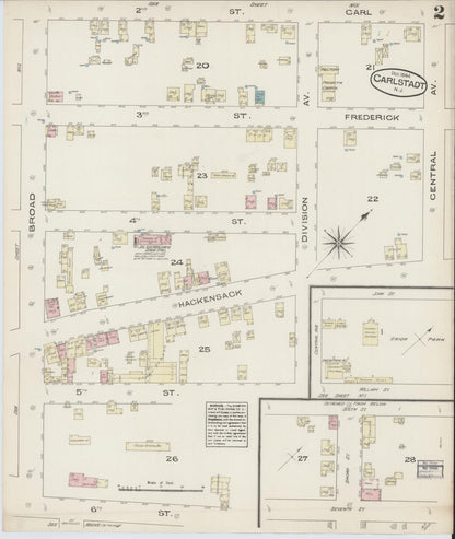 Sanborn Fire Insurance Map from Carlstadt, Bergen County, New Jersey (1884), Sheet #0002 - Complete Map Set gallery image, historic Sanborn map, vintage wall art, New Jersey New Jersey