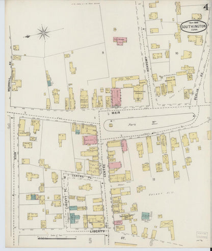 Sanborn Fire Insurance Map from Southington, Hartford County, Connecticut (1895), Sheet #0004 - Complete Map Set gallery image, historic Sanborn map, vintage wall art, Connecticut Connecticut