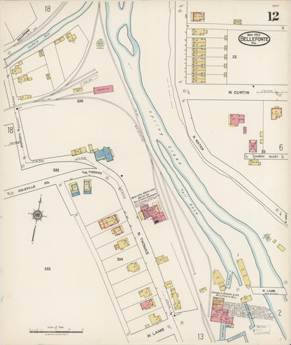 Sanborn Fire Insurance Map from Bellefonte, Centre County, Pennsylvania (1922), Sheet #0012 - Complete Map Set gallery image, historic Sanborn map, vintage wall art, Pennsylvania Pennsylvania