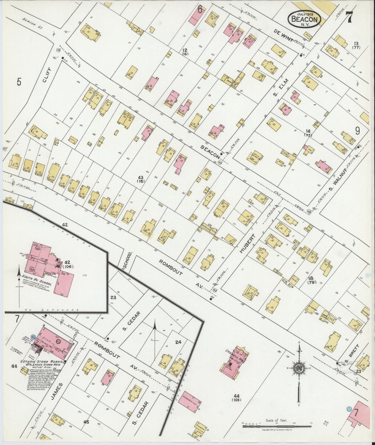 Sanborn Fire Insurance Map from Beacon, Dutchess County, New York (1919), Sheet #0007 - Complete Map Set gallery image, historic Sanborn map, vintage wall art, New York New York