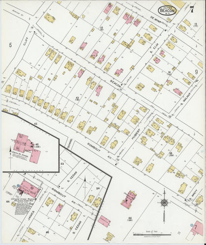 Sanborn Fire Insurance Map from Beacon, Dutchess County, New York (1919), Sheet #0007 - Complete Map Set gallery image, historic Sanborn map, vintage wall art, New York New York