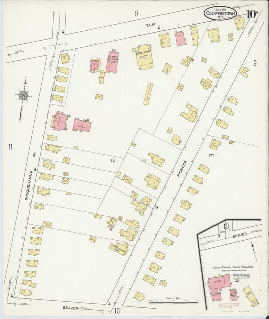 Sanborn Fire Insurance Map from Cooperstown, Otsego County, New York (1915), Sheet #0010 - Historic Sanborn Fire Insurance Map Print, vintage old map wall art, antique decor, genealogy gift, New York New York map