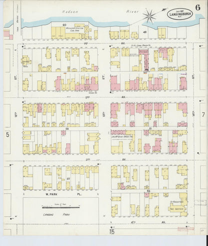 Sanborn Fire Insurance Map from Lansingburg, Rensselaer County, New York (1897), Sheet #0006 - Historic Sanborn Fire Insurance Map Print, vintage old map wall art, antique decor, genealogy gift, New York New York map