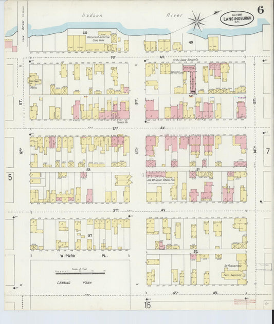 Sanborn Fire Insurance Map from Lansingburg, Rensselaer County, New York (1897), Sheet #0006 - Historic Sanborn Fire Insurance Map Print, vintage old map wall art, antique decor, genealogy gift, New York New York map