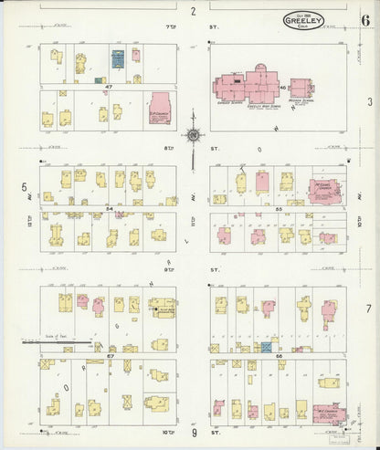 Sanborn Fire Insurance Map from Greeley, Weld County, Colorado (1909), Sheet #0006 - Complete Map Set gallery image, historic Sanborn map, vintage wall art, Colorado Colorado