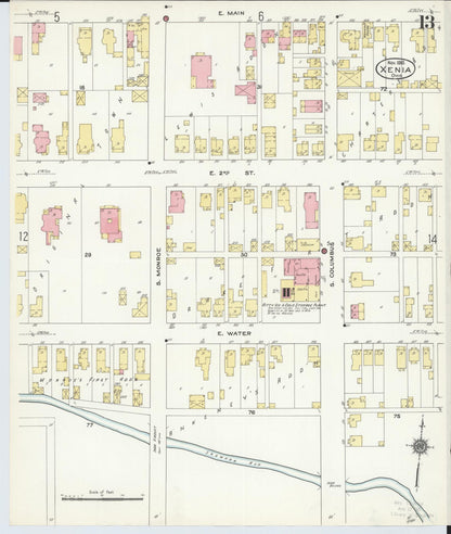 Sanborn Fire Insurance Map from Xenia, Greene County, Ohio (1910), Sheet #0013 - Historic Sanborn Fire Insurance Map Print, vintage old map wall art, antique decor, genealogy gift, Ohio Ohio map
