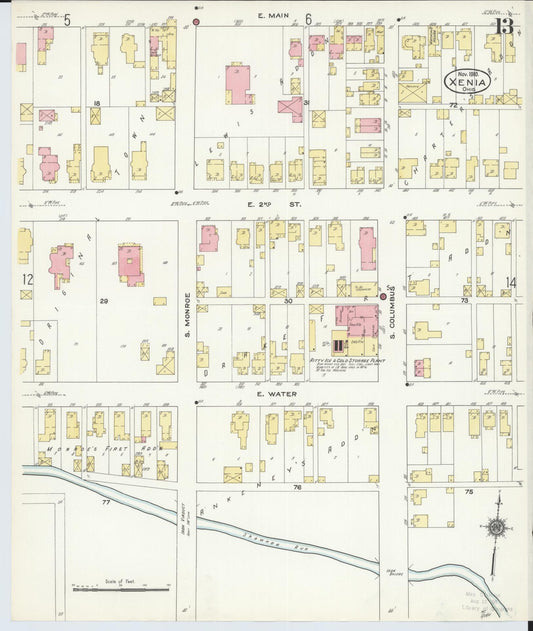 Sanborn Fire Insurance Map from Xenia, Greene County, Ohio (1910), Sheet #0013 - Historic Sanborn Fire Insurance Map Print, vintage old map wall art, antique decor, genealogy gift, Ohio Ohio map