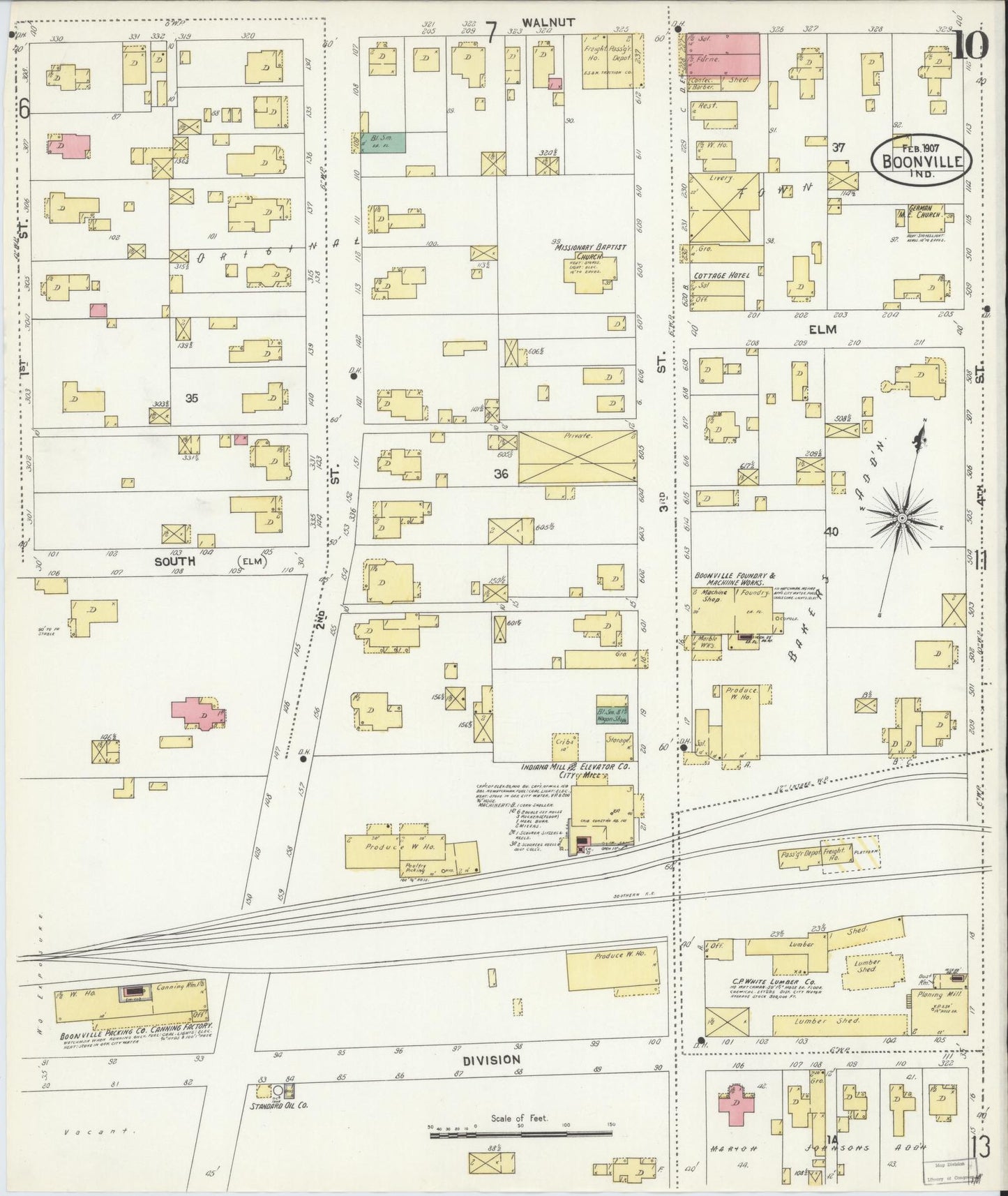 Sanborn Fire Insurance Map from Boonville, Warrick County, Indiana (1907), Sheet #0010 - Historic Sanborn Fire Insurance Map Print, vintage old map wall art, antique decor, genealogy gift, Indiana Indiana map