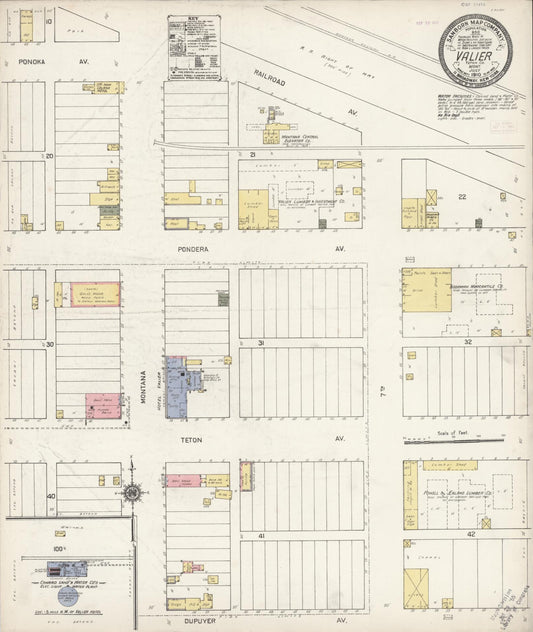 Sanborn Fire Insurance Map from Valier, Pondera County, Montana (1910), Sheet #0001 - Historic Sanborn Fire Insurance Map Print, vintage old map wall art, antique decor, genealogy gift, Montana Montana map