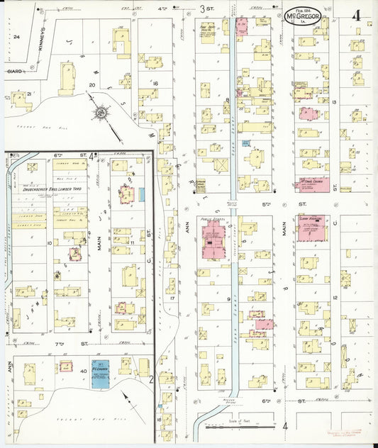 Sanborn Fire Insurance Map from McGregor, Clayton County, Iowa (1914), Sheet #0004 - Historic Sanborn Fire Insurance Map Print, vintage old map wall art