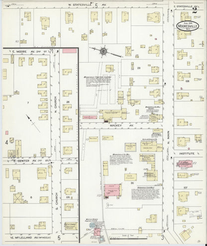 Sanborn Fire Insurance Map from Mooresville, Iredell County, North Carolina (1914), Sheet #0002 - Historic Sanborn Fire Insurance Map Print, vintage old map wall art, antique decor, genealogy gift, North Carolina North Carolina map
