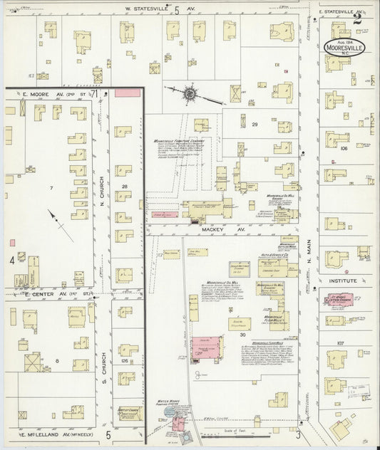 Sanborn Fire Insurance Map from Mooresville, Iredell County, North Carolina (1914), Sheet #0002 - Historic Sanborn Fire Insurance Map Print, vintage old map wall art, antique decor, genealogy gift, North Carolina North Carolina map