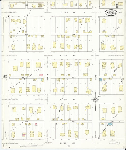 Sanborn Fire Insurance Map from Winfield, Cowley County, Kansas (1912), Sheet #0006 - Historic Sanborn Fire Insurance Map Print, vintage old map wall art, antique decor, genealogy gift, Kansas Kansas map
