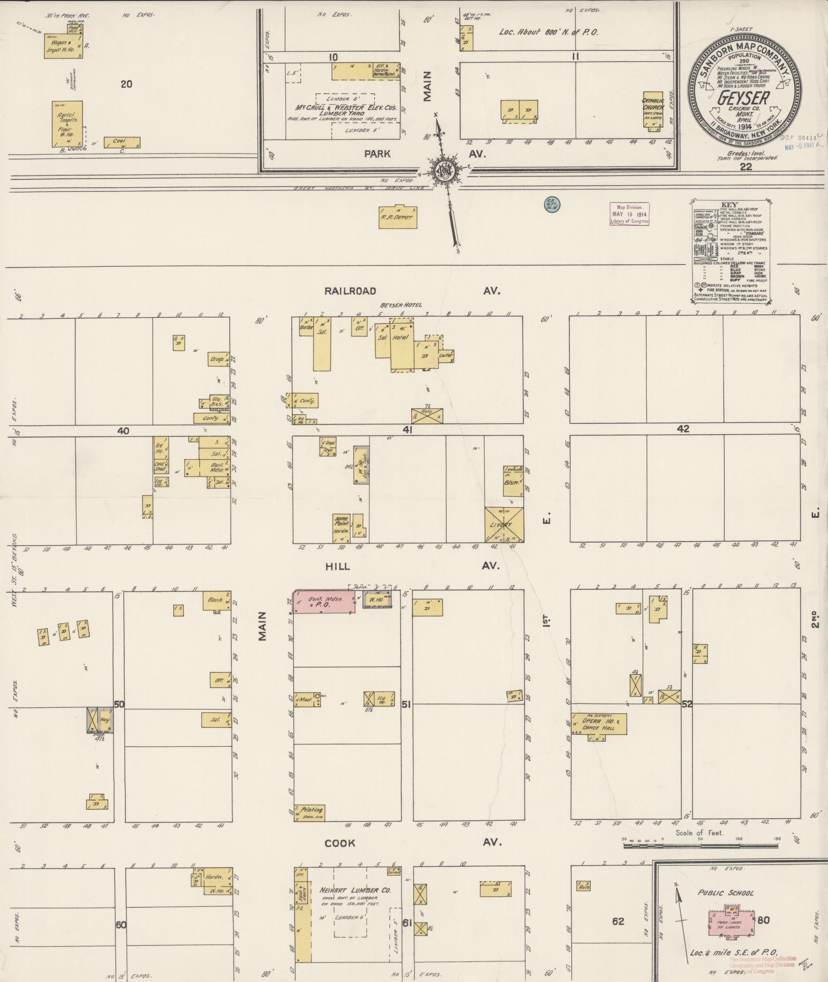 Sanborn Fire Insurance Map from Geyser, Judith Basin County, Montana (1914), Sheet #0001 - Historic Sanborn Fire Insurance Map Print, vintage old map wall art, antique decor, genealogy gift, Montana Montana map