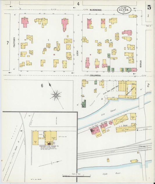 Sanborn Fire Insurance Map from Clyde, Wayne County, New York (1901), Sheet #0005 - Historic Sanborn Fire Insurance Map Print, vintage old map wall art, antique decor, genealogy gift, New York New York map