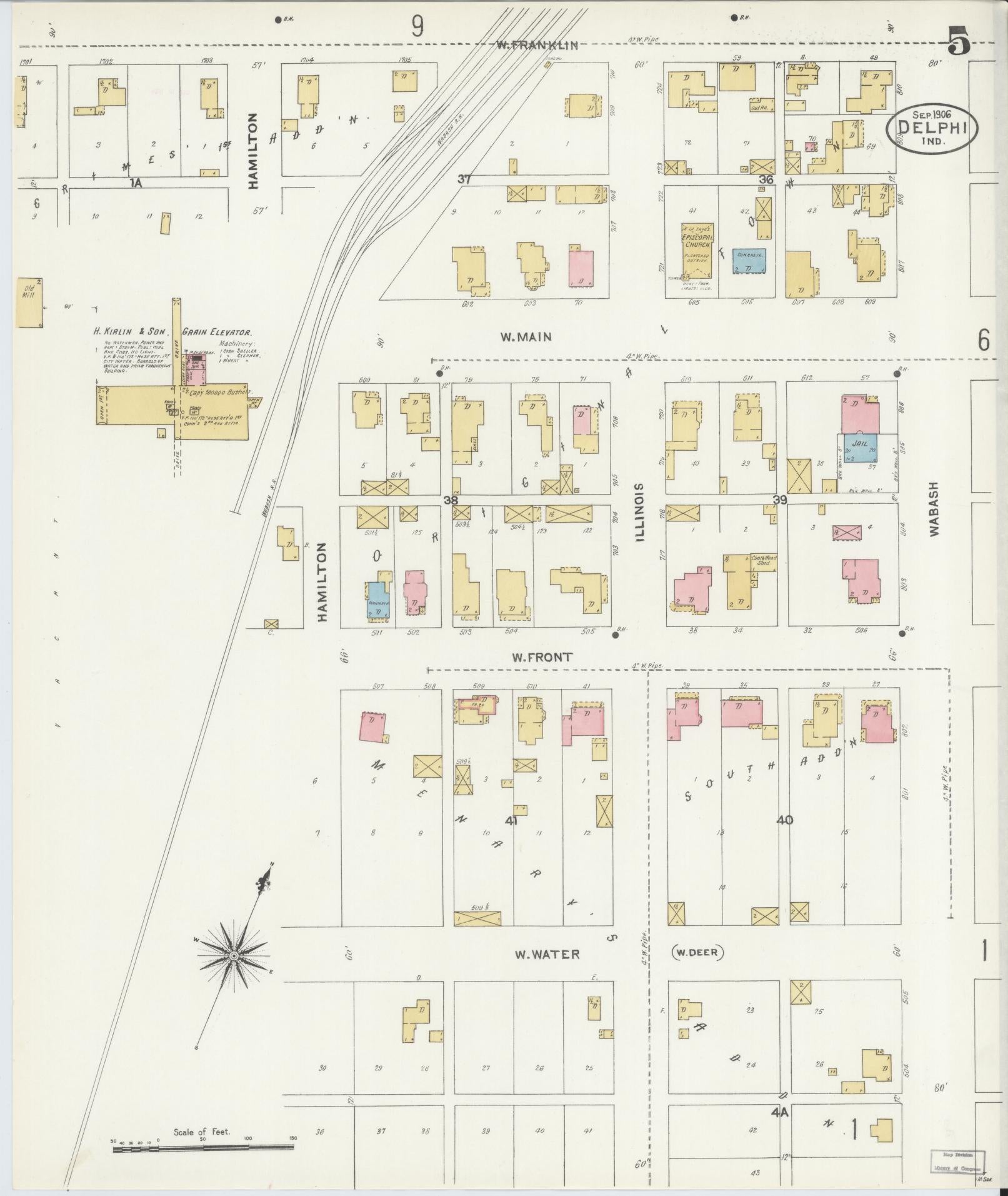 Sanborn Fire Insurance Map from Delphi, Carroll County, Indiana (1906), Sheet #0005 - Complete Map Set gallery image, historic Sanborn map, vintage wall art, Indiana Indiana